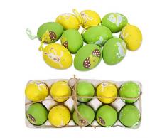 FORMIZON 10 Huevos de Pascua, Colorida Decoración de Pascua, Huevos de Pascua Juguetes Favores de Partido, Ideales para la búsqueda de Huevos de Pascua Manualidades (Amarillo Verde)
