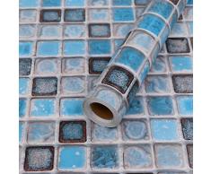 Hode Adhesivo de Azulejo para Cocina Baño Mosaico Pegatinas de Baldosas Stickers Azulejos Azul 40X200cm