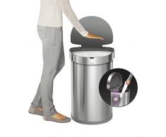 simplehuman, cubo semicircular con sensor, acero inoxidable cepillado, 45 L