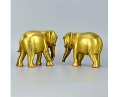 Chino FengShui Lucky latón figurita de elefante Animal Estatua Escultura par