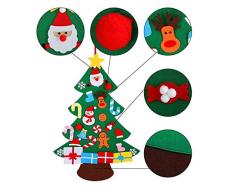 XONOR Juego de árbol de Navidad de Fieltro DIY con Adornos para niños, decoración de Colgar en la Puerta de año Nuevo