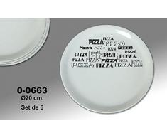 Supernova Decoracion-Set 4 platos para pizza decorados con letras en negras "PIZZA" Medidas 20 cm