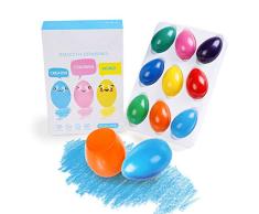 ZXY Dedos 9-Color Sólido Huevo Creyones, Color De Modelado del Sistema De Cepillo En Forma De Huevo No Tóxico Agarre De Los Niños Lápices De Colores para La Educación Lavable Dibujos Apilables