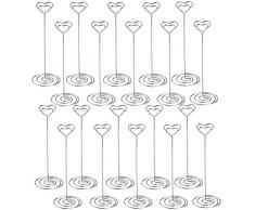 NUOBESTY 24Pcs Mesa Soporte de Foto Corazón Número de Mesa Soporte de Tarjeta de Lugar Soporte de Metal Alambre Memo Clip Titular para Foto Foto Nota Nombre Plata