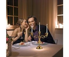 Delaman® Sostenedor de Vela de 3 Brazos de Metal de Estilo Europeo Candelabro Stand for la Boda de la Palmatoria Decoración (Color : Oro)