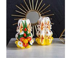 Vela amarilla y blanca tallada del día de la madre y decoración para el hogar para el hogar