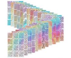 TOMYEER 288 Piezas de Plantillas de Vinilo de Uña Pegatina de decoración de Arte de Uña Kit, 24 Hojas