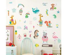 ufengke Pegatinas De Pared Animales Verano Vinilos Adhesivos Pared Jirafa Canguro para Dormitorio Habitación Infantiles Bebés