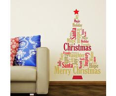 Wallflexi Navidad Decoraciones Pegatinas de Pared Inglés Citas árbol de Navidad de Pared murales Adhesivos salón niños guarderÃa Escuela Restaurante Cafe Hotel casa Oficina decoración, Multicolor