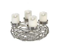Casablanca Twigs - Candelabro de Adviento (37 cm de diámetro, Aluminio niquelado, para 4 Velas de 0 x 0 x 14 cm), Color Plateado Envejecido