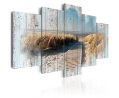murando - Cuadro 200x100 cm - impresión de 5 Piezas - Material Tejido no Tejido - impresión artística - Imagen gráfica - Decoracion de Pared - Madera Playa Paisaje Naturaleza Mar c-C-0029-b-n