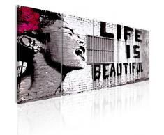 murando - Cuadro en Lienzo Banksy Life is Beautiful 150x60 cm Impresión de 5 Piezas Material Tejido no Tejido Impresión Artística Imagen Gráfica Decoracion de Pared Street Art Mural i-C-0114-b-m