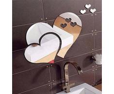 LuckES DIY 3D Acrílico Espejo Decorativo Pegatinas de Pared de la Forma del corazón Espejo pared Adhesivo Mural Extraíble,Diseño de Hada y Mariposas Pegatinas Interior Mural Pegatina (Plata)