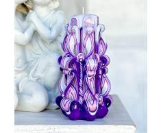 Velas talladas a mano violetas y velas para Janucá con 6 mechas