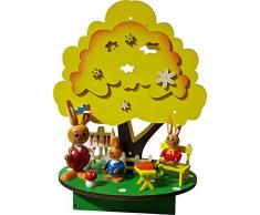 'Ventana de Pascua decoración espacial Decoración Pascua Conejo "Hase Escuela de bola de madera iluminada aprox. 18 x 13 x 25 cm primavera decoración conejo Figura (75561)