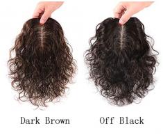 Juego de peluquería para mujer, pelo humano, 8,89 x 14 cm, base de seda, parte superior rizada, corona de mimbre para mujer con pelo entrelazado