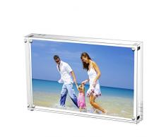 AMEITECH Magnético Marco de Fotos, Acrílico Imágenes Marcos, Capacidad para 6 x 8 Pulgadas Imágenes, 10 + 10 mm de Grosor sin Marco Escritorio Postal Pantalla - Transparente