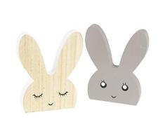 HEITMANN DECO - Figura Decorativa de Conejo de Pascua para Colocar de pie, decoración de Mesa, decoración de Pascua, Primavera – Juego de 2 – Natural, Gris
