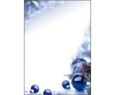 SIGEL DP034 Papel navideño, bolas de Navidad, 21 x 29,7 cm, 90g/m², azul y blanco, 100 hojas