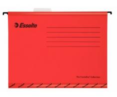 Esselte Carpeta colgante, Tamaño A4, Cartón kraft reciclado, Visor de plástico transparente, Rojo, Classic, 90316, Caja de 25