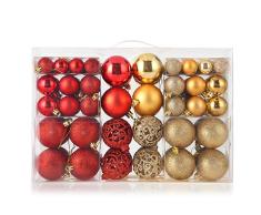 himaly 100 PCS Juego de Adornos de árbol de Navidad de Christmas Direct, Rojo y Ojo (2.8、3.8、5.8cm)