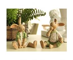 DAJIADS Figurillas Figurillas Estatuas Estatua Estatuilla Resina Verde Conejo Conejito De Pascua Muelle Estatua De Figurillas Mini Escultura Kids Juguetes Doll Regalos Cotillón Decoración De Hogar
