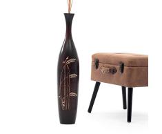 Leewadee Jarrón De Suelo Grande para Ramas Secas Decorativas Florero Alto De Piso Decoración Casa 75 cm, Madera de Mango, marrón