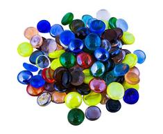 ARSUK Guijarros, Cuentas de Vidrio y Guijarros, Pepitas de Vidrio, Gemas de Forma Redonda, Piedras Decorativas para jarrones, acuarios, Velas flotantes (200piezas / 1 kg de Guijarros Mezcla)