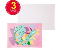 Baker Ross- Lienzo A3 en blanco (Pack de 3) con imprimación y tensado, ideal para pintar cuadros