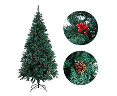 Homfa Árbol Navidad Artificial de Pino PVC con Soporte Metálico Decoración Navideña Verde 210cm 1200 Ramas