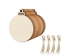 GODLOVEM - 40 Piezas de rodajas de Madera Redondas, Discos de Madera en Blanco, Bolas de Madera para árbol de Navidad, Colgantes, Adornos y Manualidades