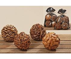 Popurrí de 4 Bolas Decorativas en Colores Madera Natural de 10 cm Surtidas