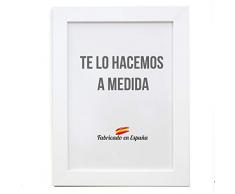 Marco a Medida para Fotos, póster, Puzzles, láminas. Cuadro Modelo 163 Blanco Mate. con Cristal metacrilato 1.5 mm y Trasera Antihumedad 33x98 cm