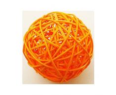 2 bolas de mimbre, de color naranja. 6 cm de diámetro.