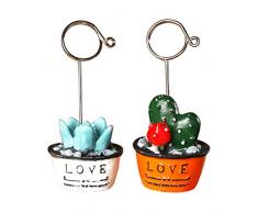 TOYANDONA 2Pcs Soporte de Tarjeta de Lugar de Resina Número de Tabla de Maceta Soportes Clips de Foto Memo para Favores de Boda (Estilo Aleatorio)