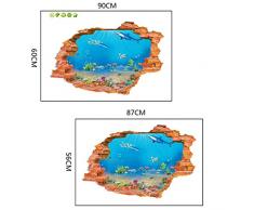 AUVS 3D Autoadhesivo extraíble Break a través de la Pared Vinilo Adhesivo Decorativo para Pared de decoración Mural Art Decals