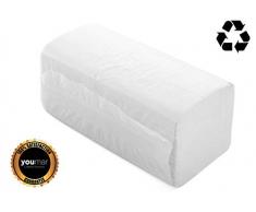 YOUMAR - Toallas Secamanos de papel TISSUE RECICLADO 2 capas con plegado Zig-Zag (3000 uds)