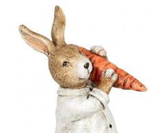 dekojohnson - Figura Decorativa de Conejo de Pascua, niño con Zanahoria, para jardín, decoración de Pascua, Color Crema, marrón, de pie, 21 cm
