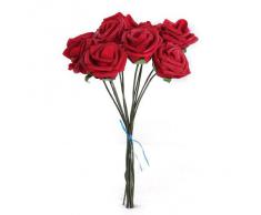 Planta Artificial Ramo Flor Rosa Rojo Decoración Espuma PE Novia Boda