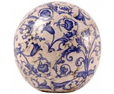 Esschert Design – Bola decorativa, Bola Jardín de cerámica en color azul de color blanco, varios tamaños