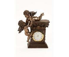 Figura Religiosa Decorativa con Reloj "Querubines" Esculturas Resina.13 x 6 x 16 cm.