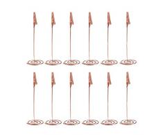 Bigpea Soporte de Tarjeta del Lugar de 4.5 Pulgadas,Soporte de NúMero de Mesa de 12 Piezas Soporte de Tarjeta de Mesa Soporte de Foto de Imagen de Mesa de Alambre, Oro Rosa