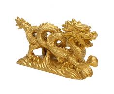 Tutoy Resina Oro Dragón Estatuilla Estatua Adornos Chinos Geomancy Decoración De La Oficina En Casa
