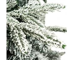 Árbol de Navidad Flocado con Copos de Nieve Abeto Artificial Nevado Automontable C/Soporte Metálico 120-210cm (180cm 878Tips, Flocado)