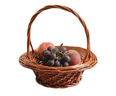 S-AIM Cesta de Mimbre Cesta de Picnic Tejida Cesta de Almacenamiento de Sauce vacía con Asas Dobles Cestas de Fruta Cesta de Pascua