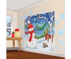 amscan Escena de Nieve decoración Pared Kit muñeco de Nieve