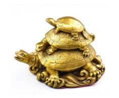 Liangliang988 China Feng Shui Latón Longevidad Animal 3 Tortuga Estatua de la Suerte