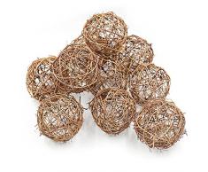 12pcs/pack para colgar bolas de ratán de mimbre Natural decoración para boda fiesta adornos, 8 cm
