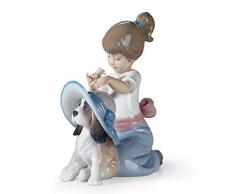 LLADRÓ Figura Niña con Perro Te Pongo Guapo. Figura Niña de Porcelana.