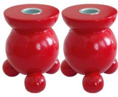 Best Season 261-05 - Candelero (2 piezas, madera, 10 x 8 cm), color rojo